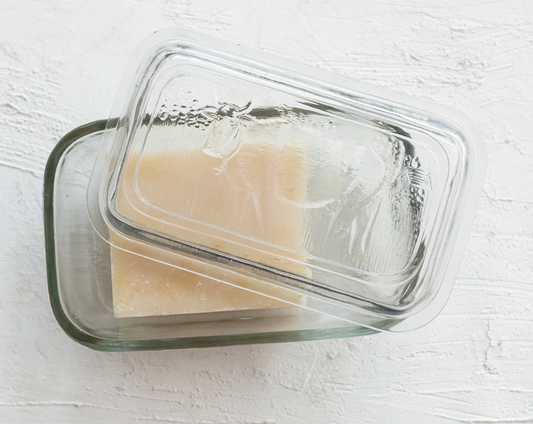 Cow Pressed Glass Butter Dish