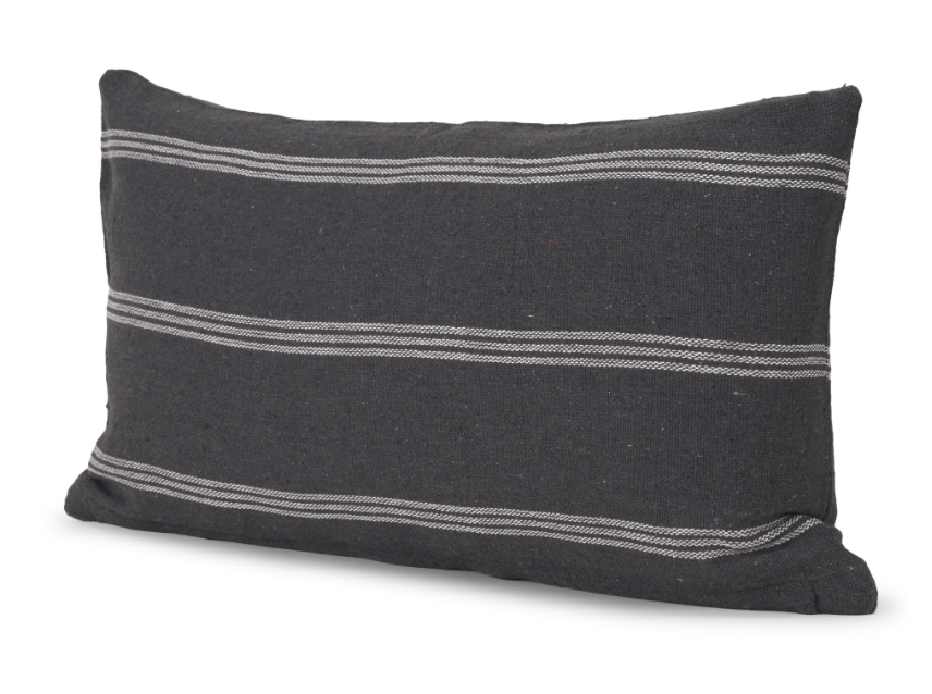 Jayme Striped Lumbar Pillow | Gray & White | 14" × 26"