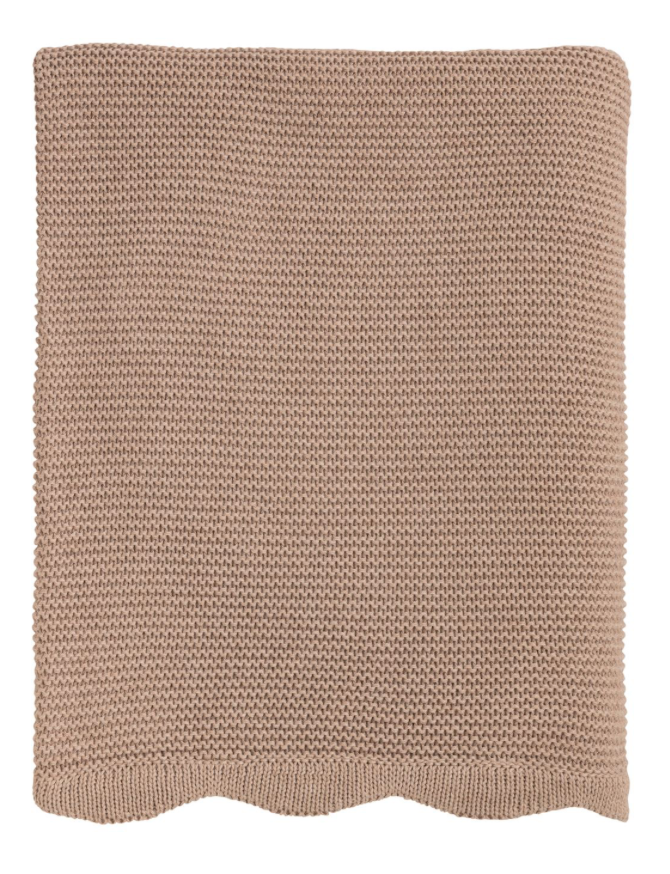 Taupe Scalloped Throw Blanket