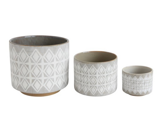 Geometric Stoneware Planter