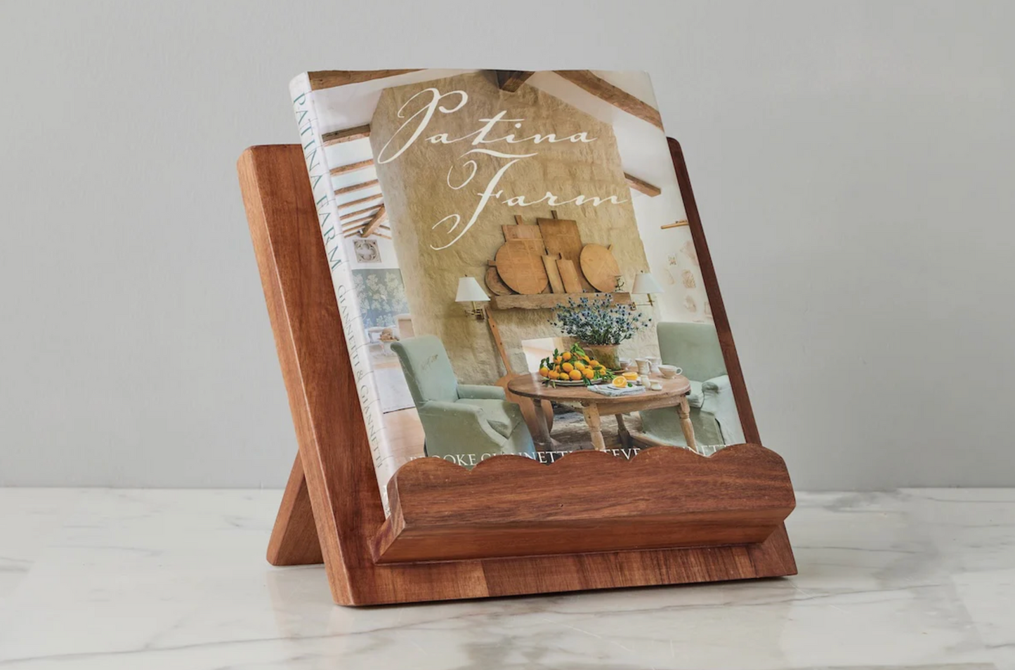 Scalloped Wood Book Stand - Natural