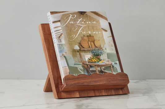 Scalloped Wood Book Stand - Natural