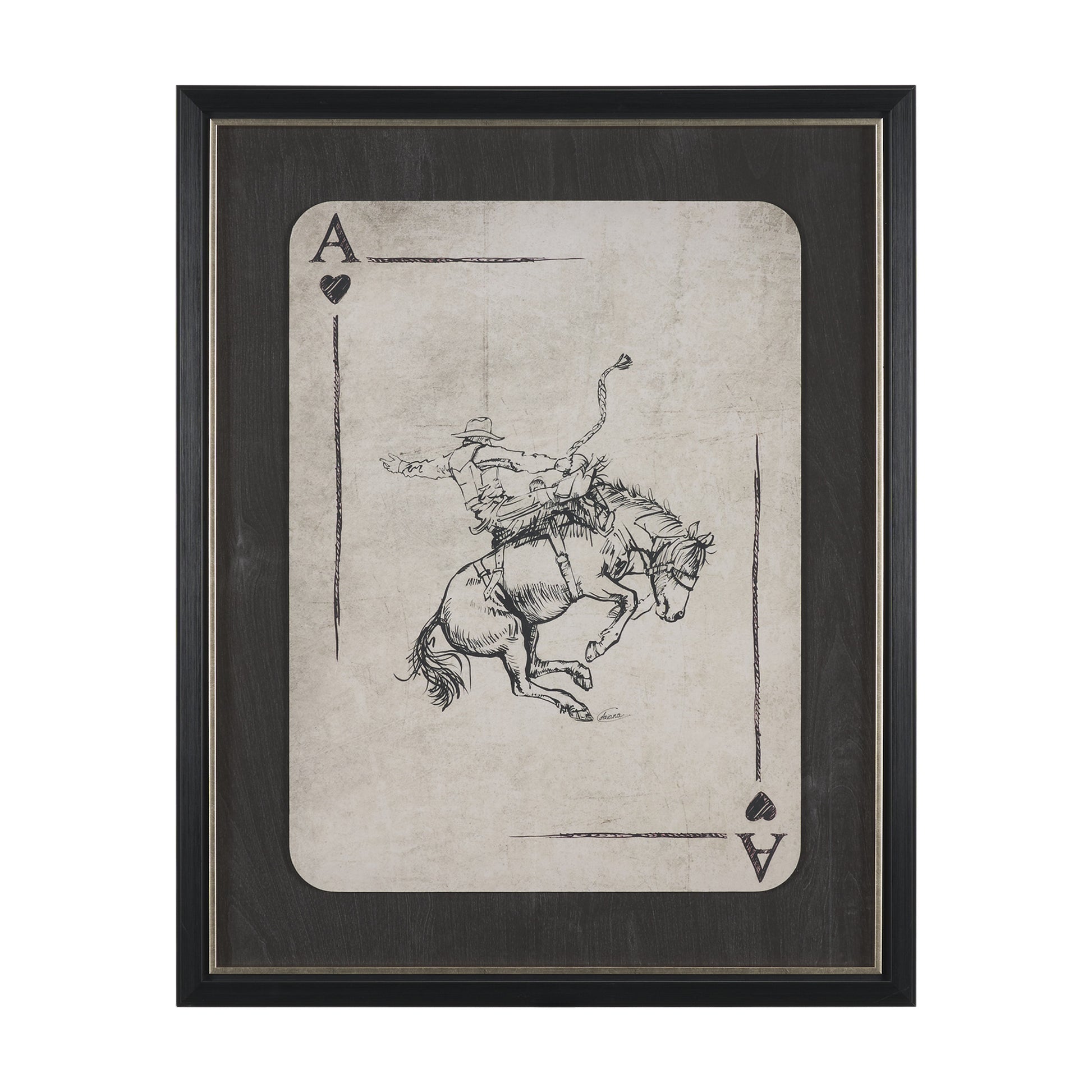 Aces Wild II framed western artwork featuring hand-embellished rodeo-inspired imagery.