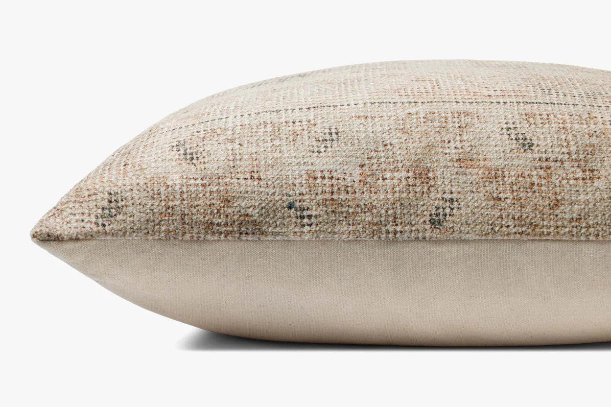 Close-up of the woven polyester and cotton fabric on the Amber Lewis Celestia pillow.