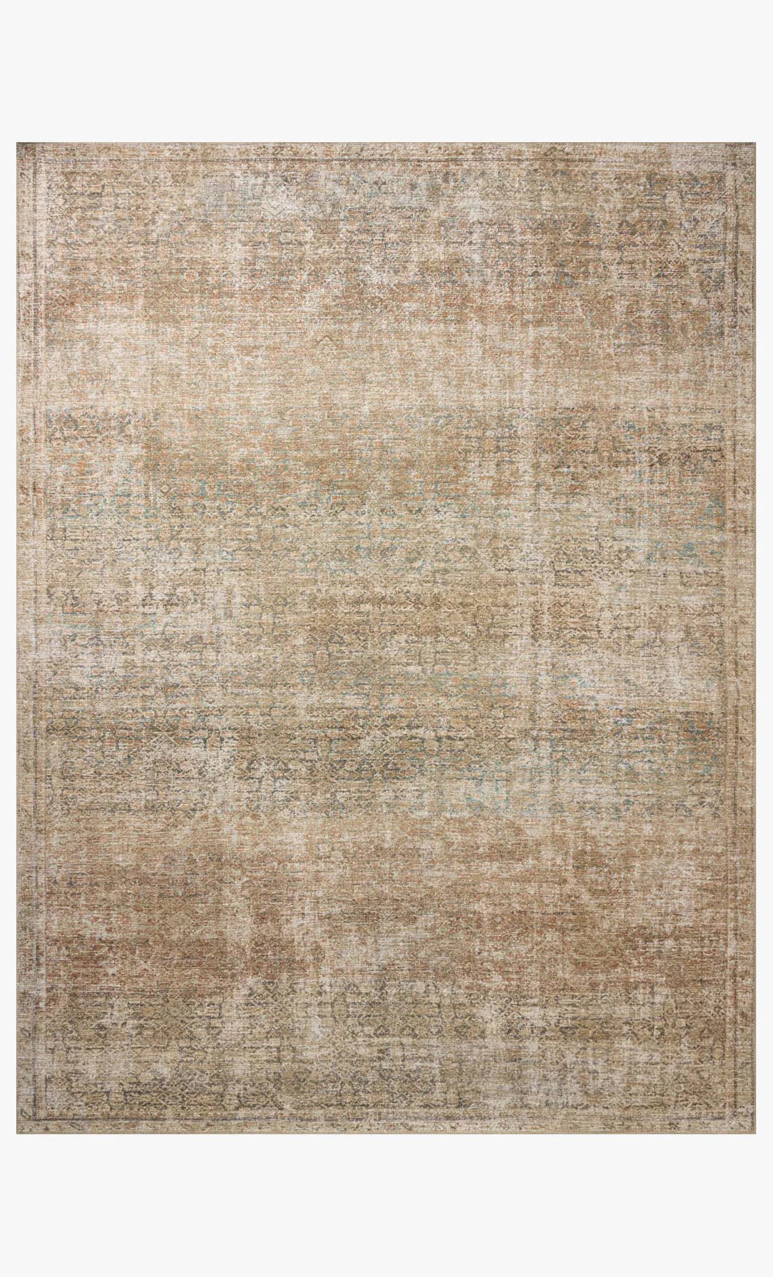 Amber Lewis × Loloi Cambria area rug in Ocean and Brick featuring a low-profile woven design crafted from a textured jute blend.