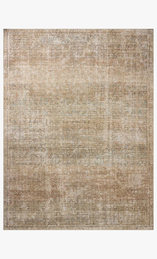 Amber Lewis × Loloi Cambria area rug in Ocean and Brick featuring a low-profile woven design crafted from a textured jute blend.