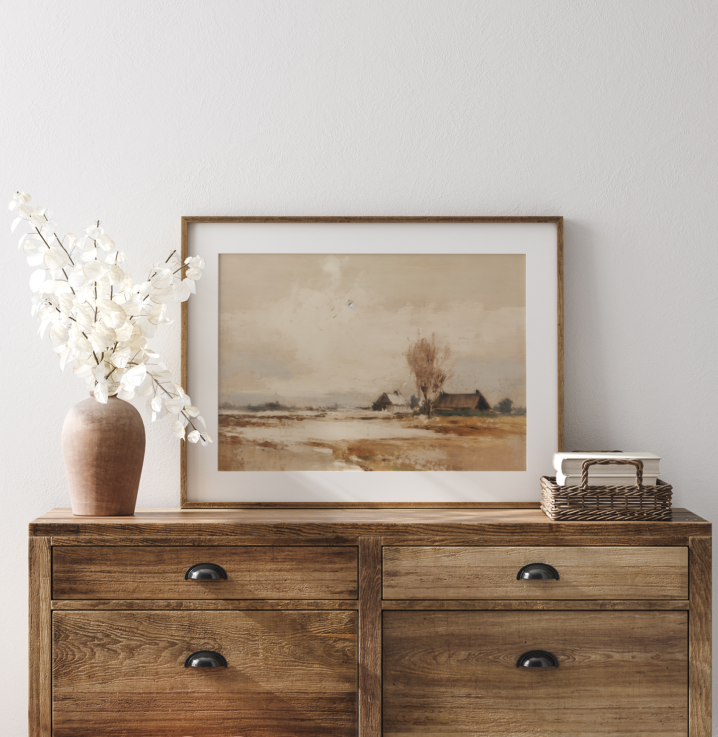 Fall Field House Art Print on an 8 by 10 inch cotton canvas panel featuring a charming countryside home surrounded by warm autumn fields.