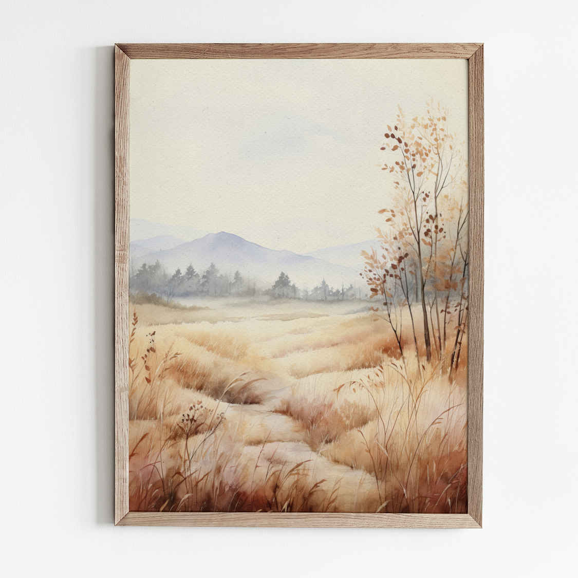 Autumn Field Art Print on a premium 8 by 10 inch cotton canvas panel featuring a warm autumn landscape with timeless natural beauty.