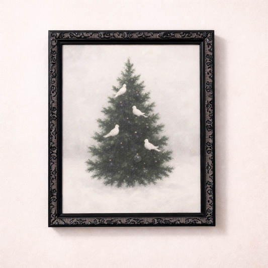 White Tree Doves Framed Art | 5" × 7"