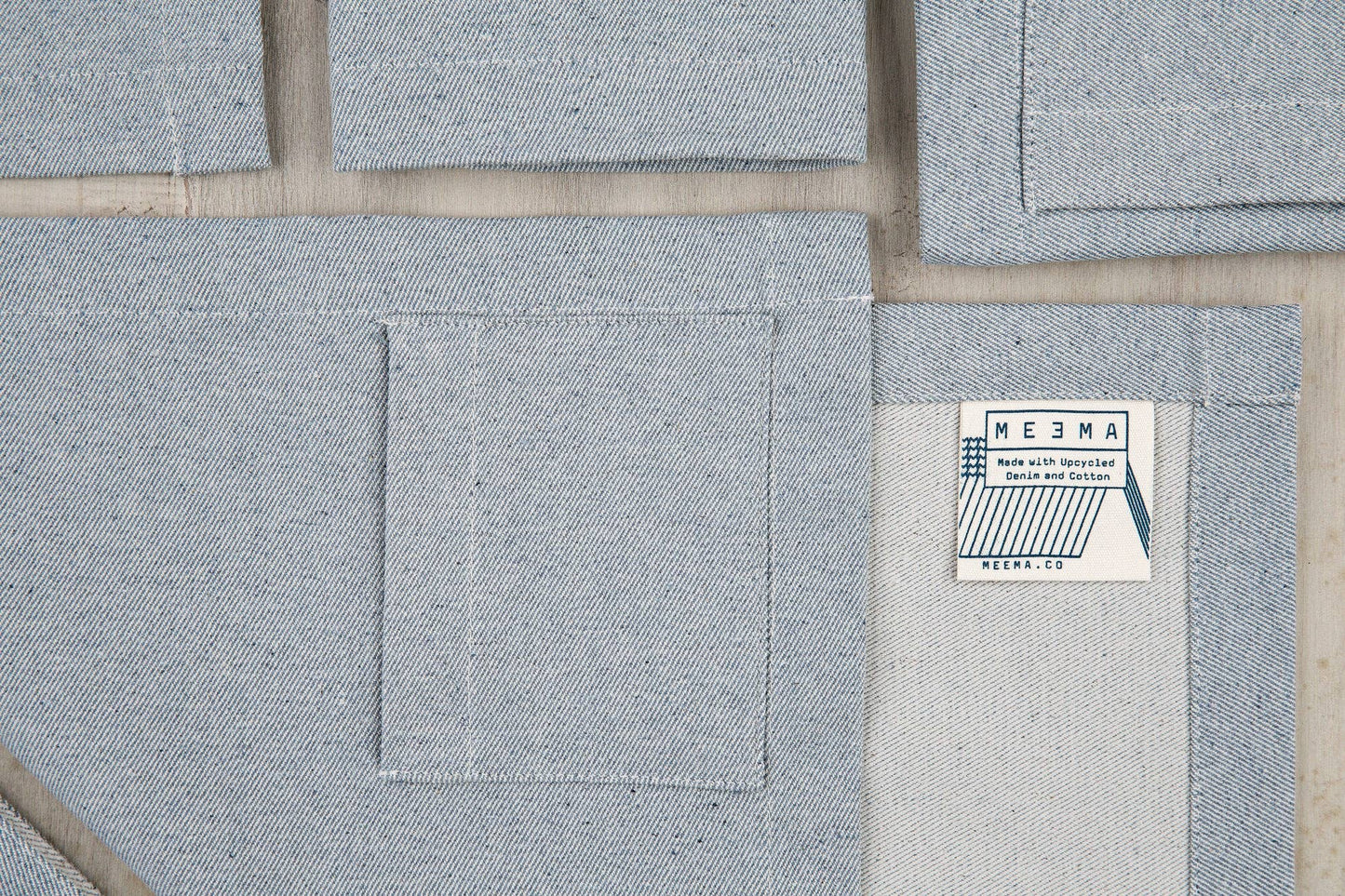 Set of 4 Denim Placemats with Pocket