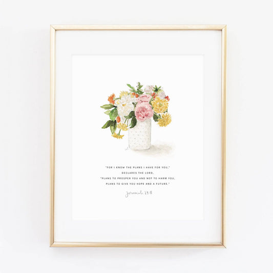 Jeremiah 29:11 bouquet scripture print