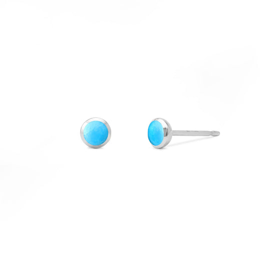 Belle Mini Turquoise Stud Earrings crafted from genuine 925 sterling silver.