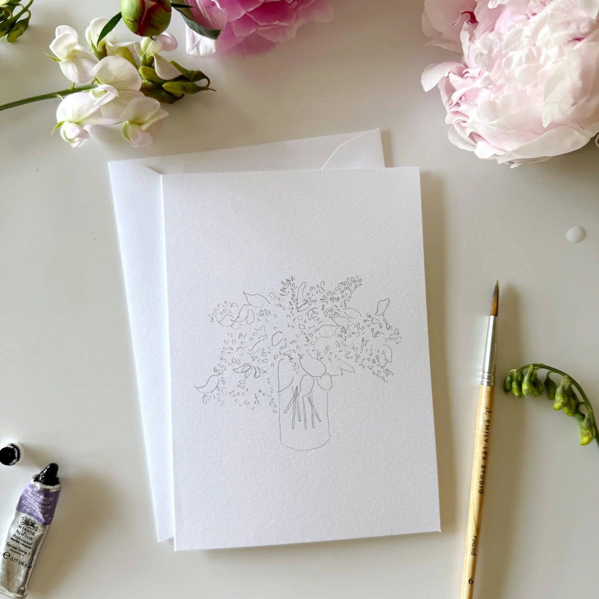 Floral watercolor notecard set with beginner-friendly painting instructions.