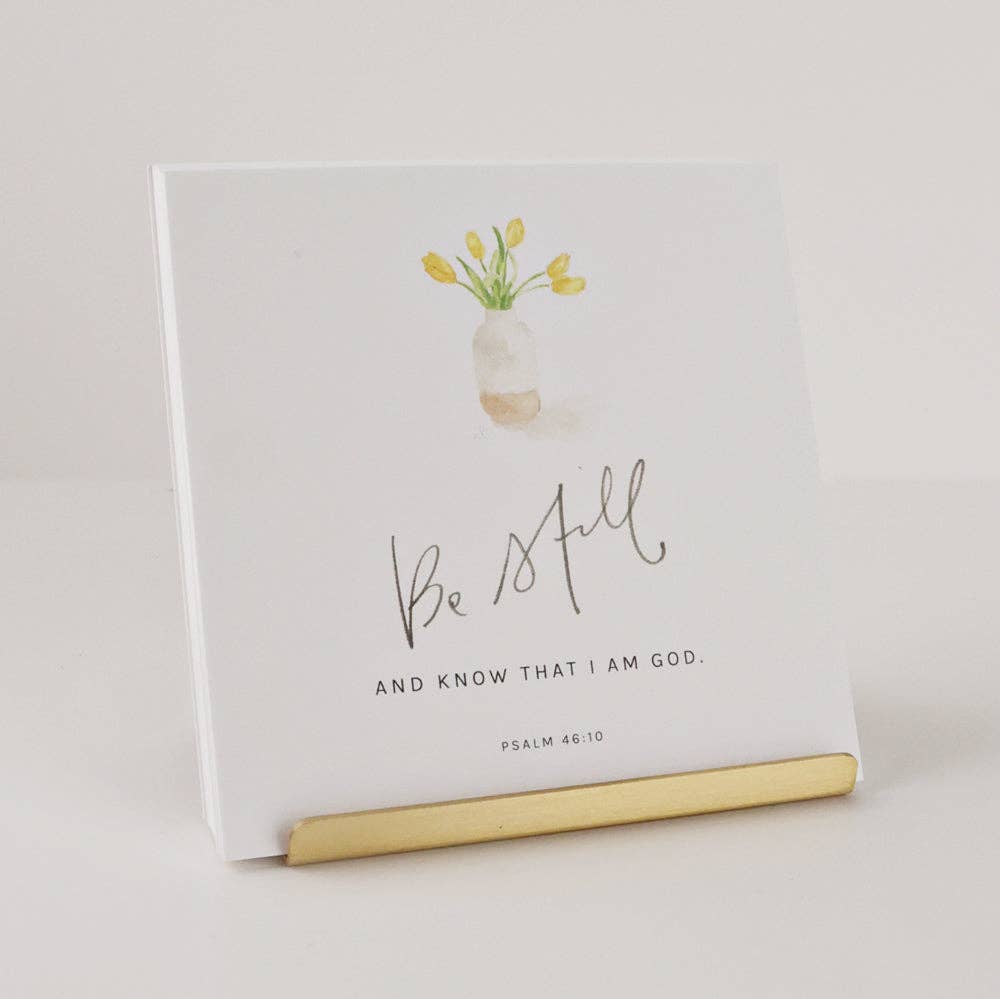 Brass Scripture Card Holder by Emily Lex designed to display Truth for Today Scripture cards with a clean, minimalist design.