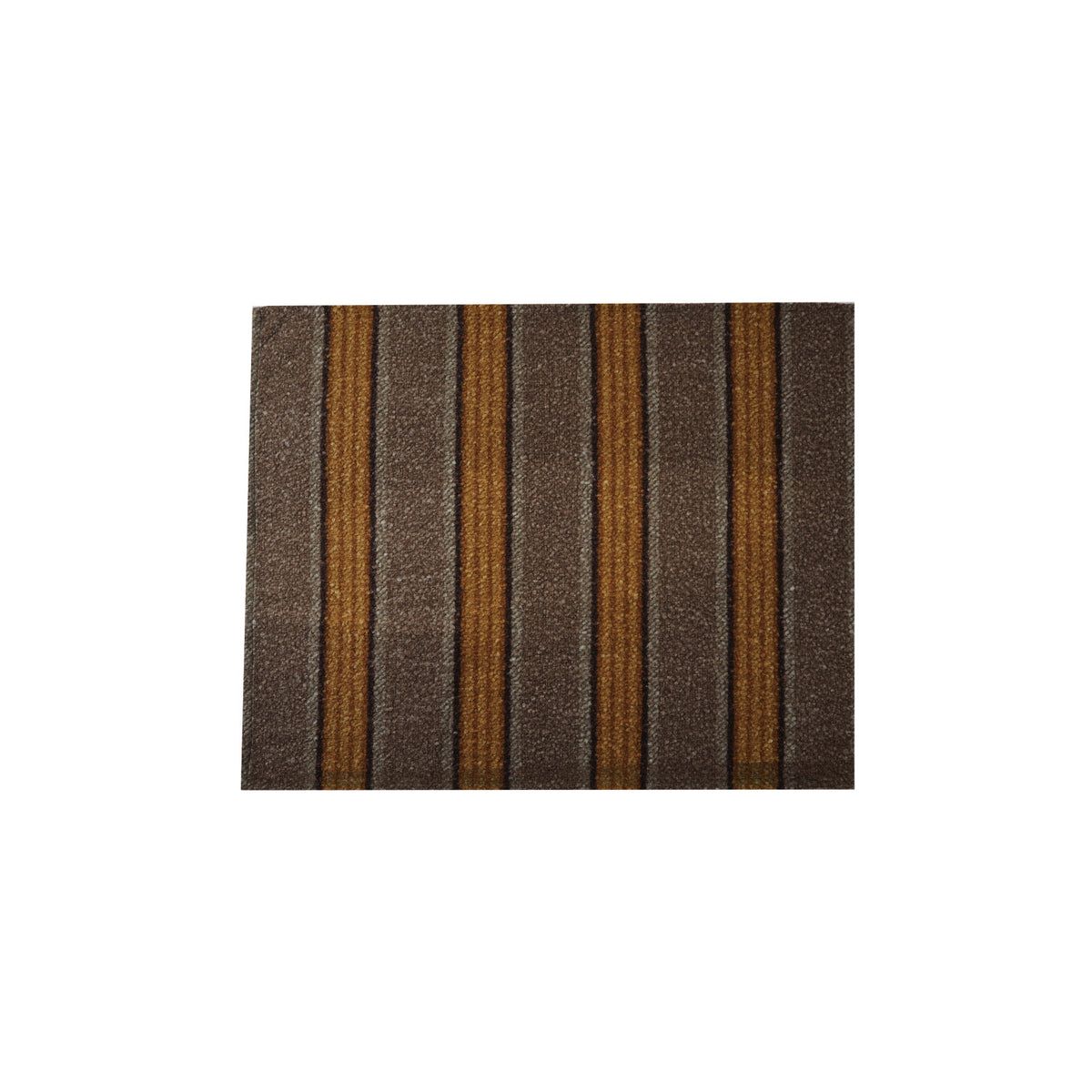 Faux sherpa striped throw blanket in warm brown, golden ochre, and black with a plush boucle-like texture.
