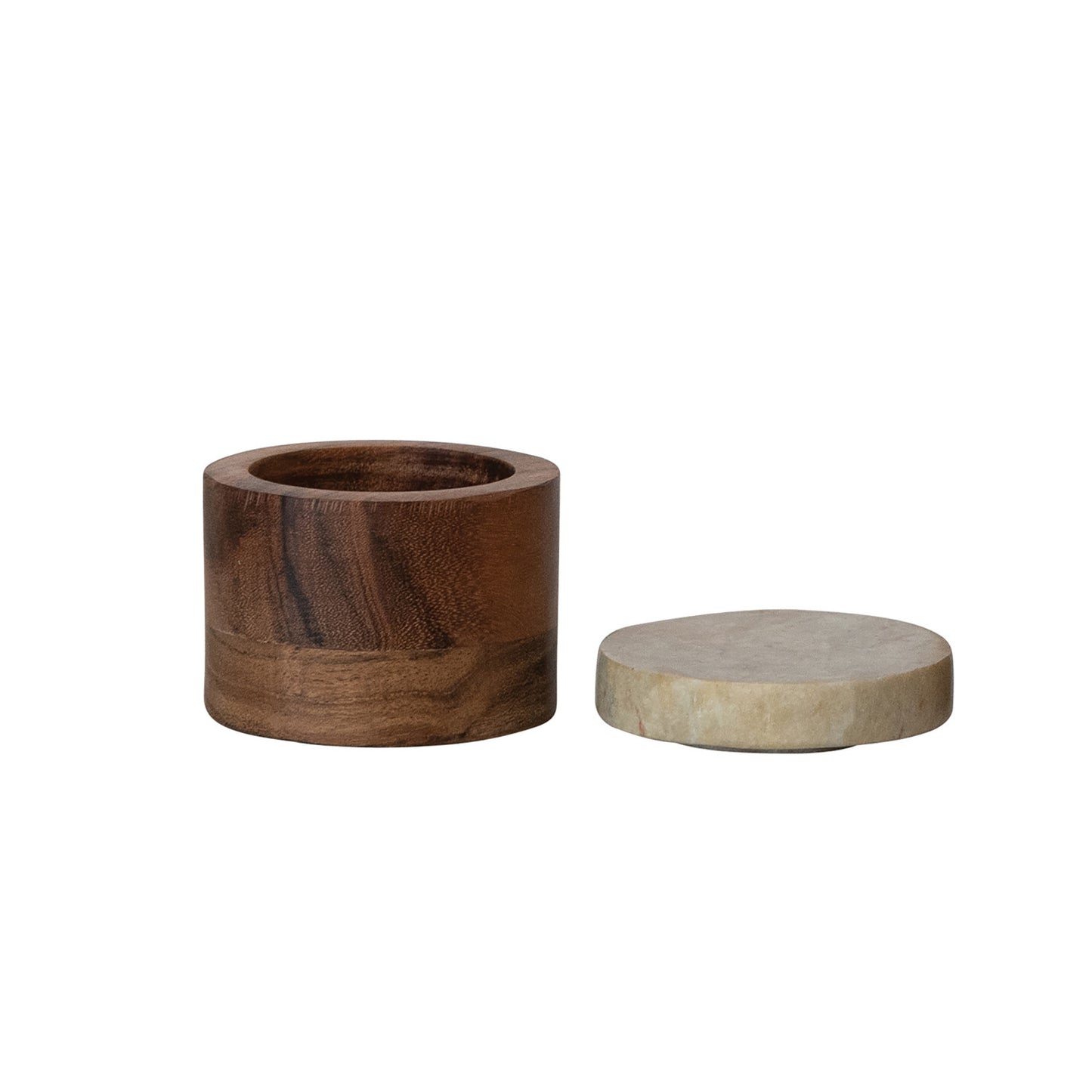 Acacia Wood Container with Marble Lid, Medium