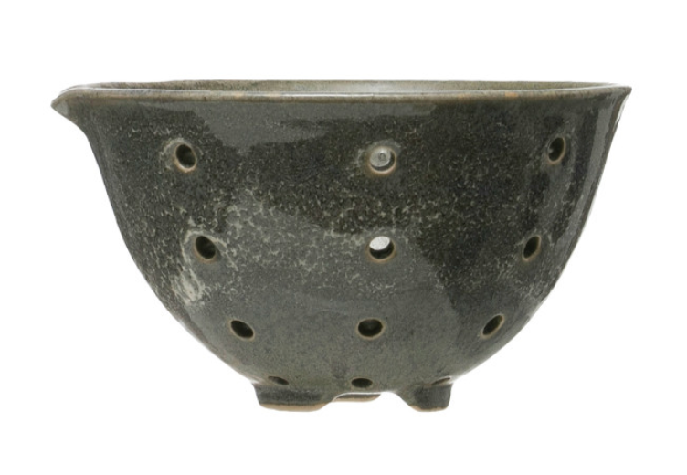 Charcoal Reactive Glaze Stoneware Berry Bowl measuring 6 inches in diameter.