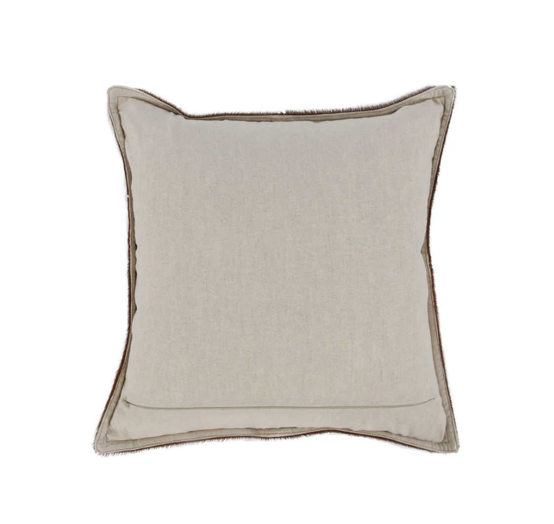 Canada Hair-on-Hide Pillow in Chestnut featuring genuine four-panel hair-on-hide leather with rich natural texture.