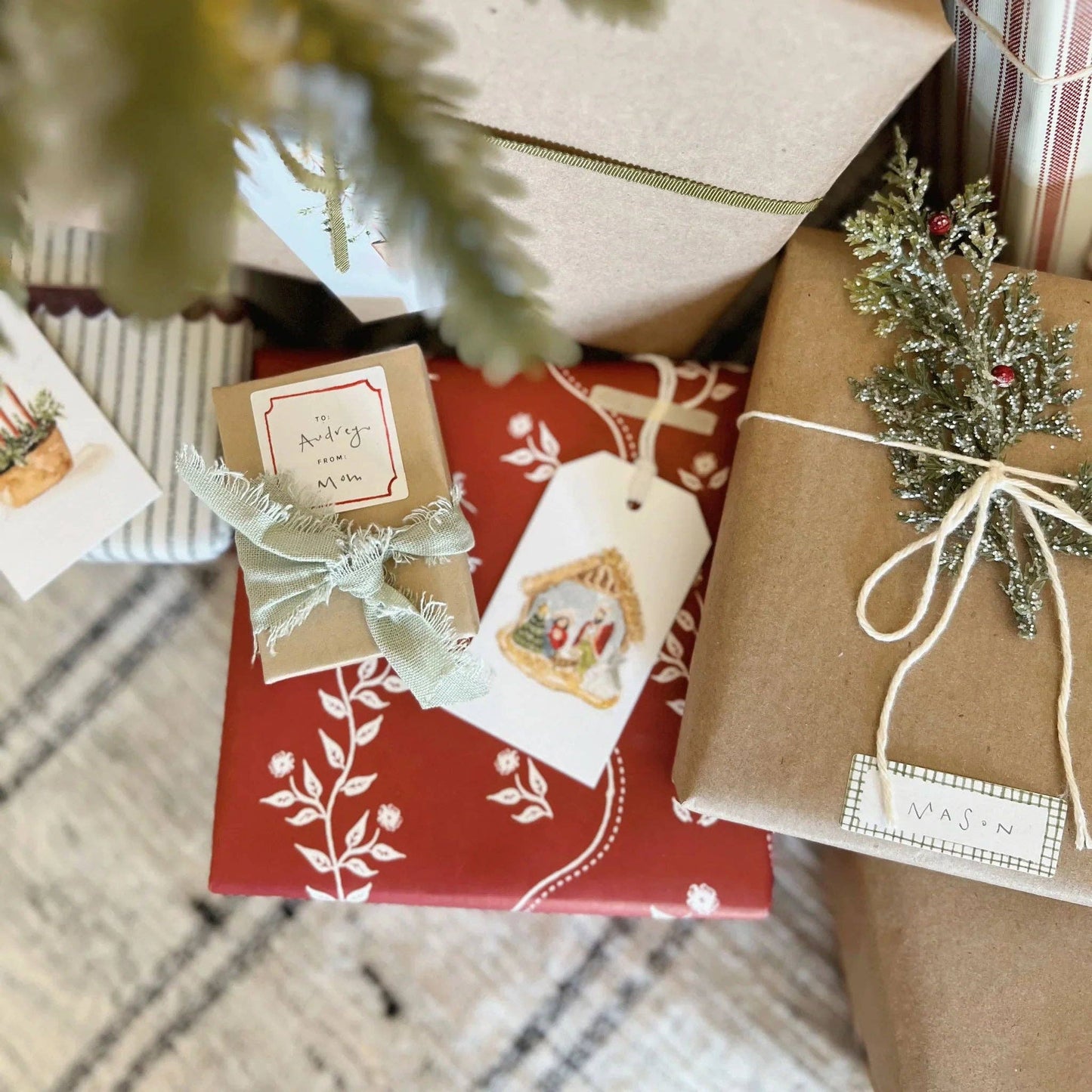 Christmas Gift Tag Sticker Sheets | Set of 22 Labels