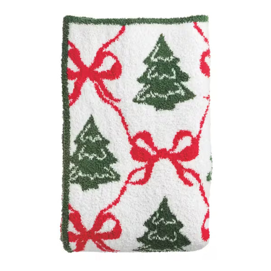 Christmas Tree chenille throw blanket featuring a soft holiday tree pattern.