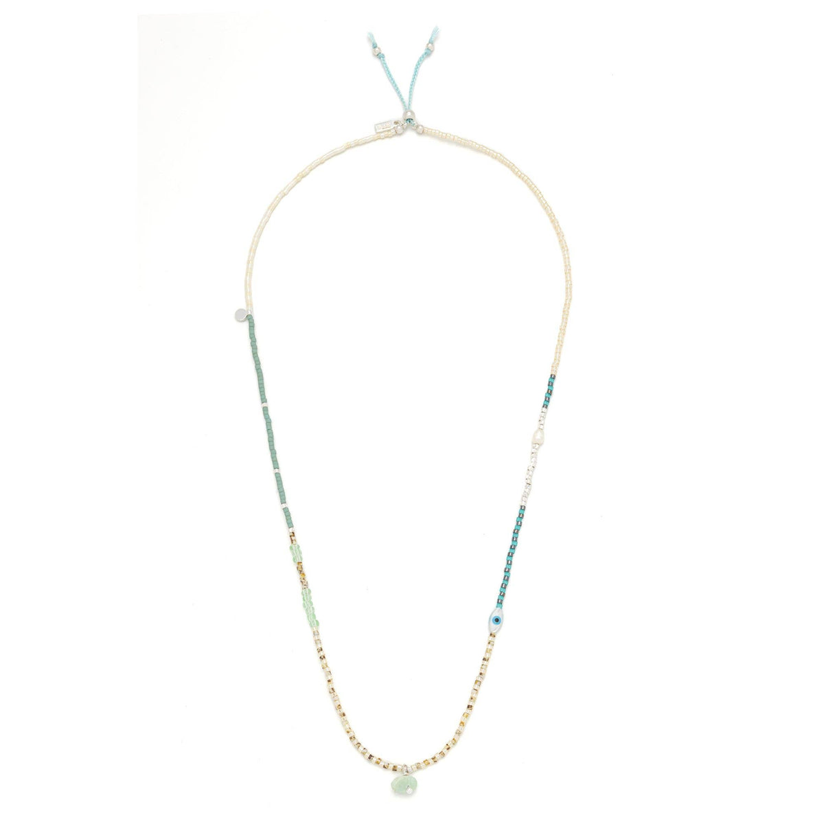 Mixed Media Wrap Bracelet and Necklace featuring genuine amazonite stones, Japanese Miyuki beads, freshwater pearls, and silver-tone accents.