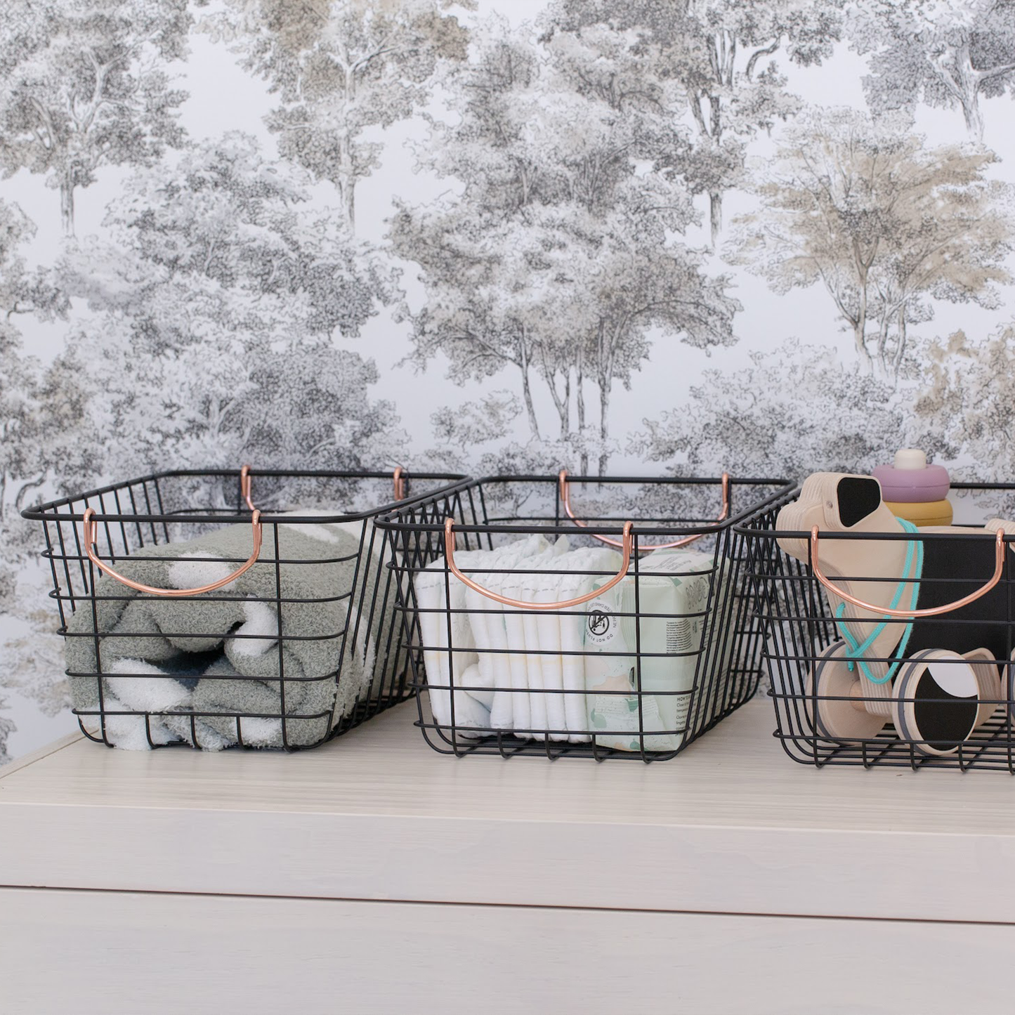 Copper Handled Wire Baskets - Small