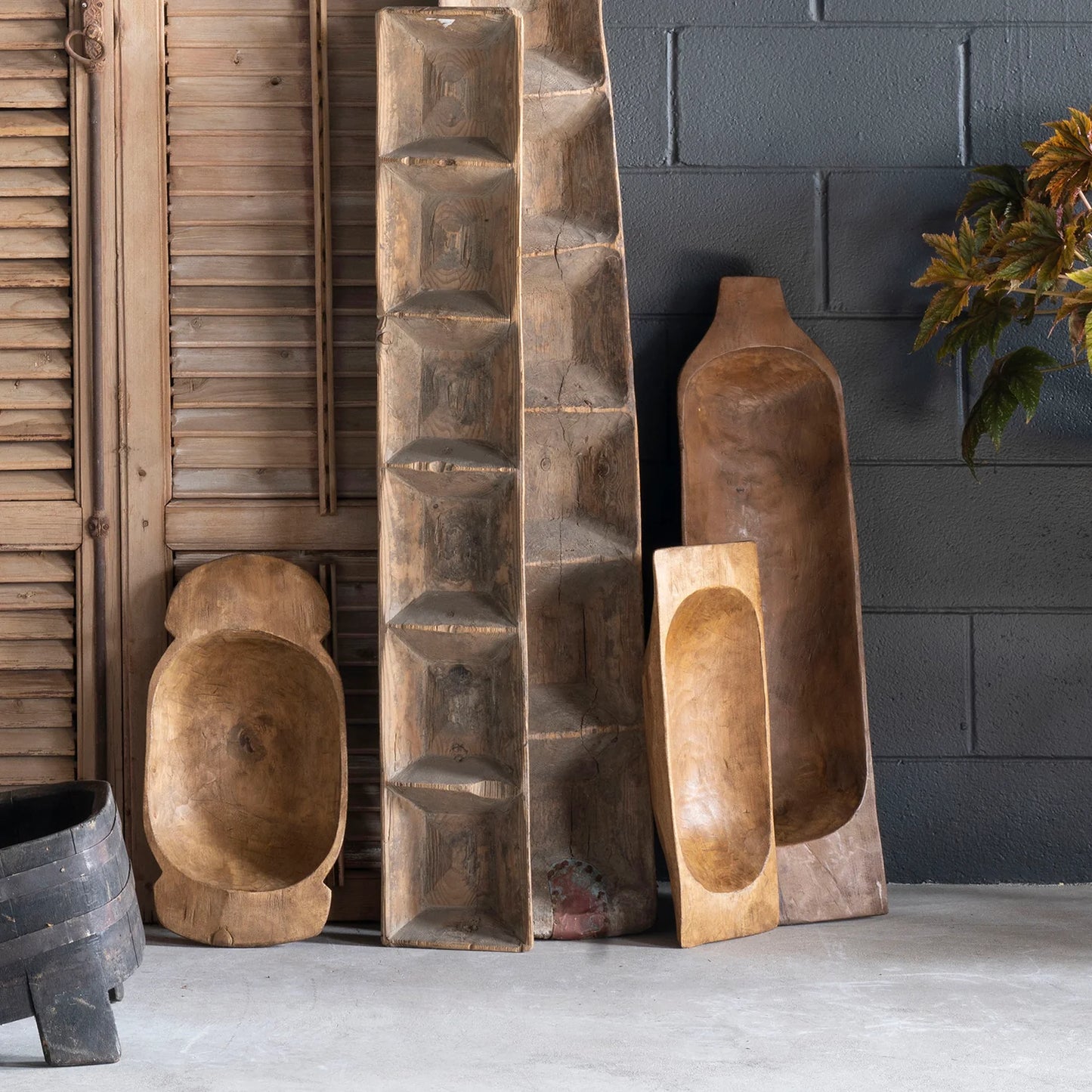 Hungarian Cottage Kitchen Bowl handcrafted from natural wood with a long shallow form and distinctive wood grain.
