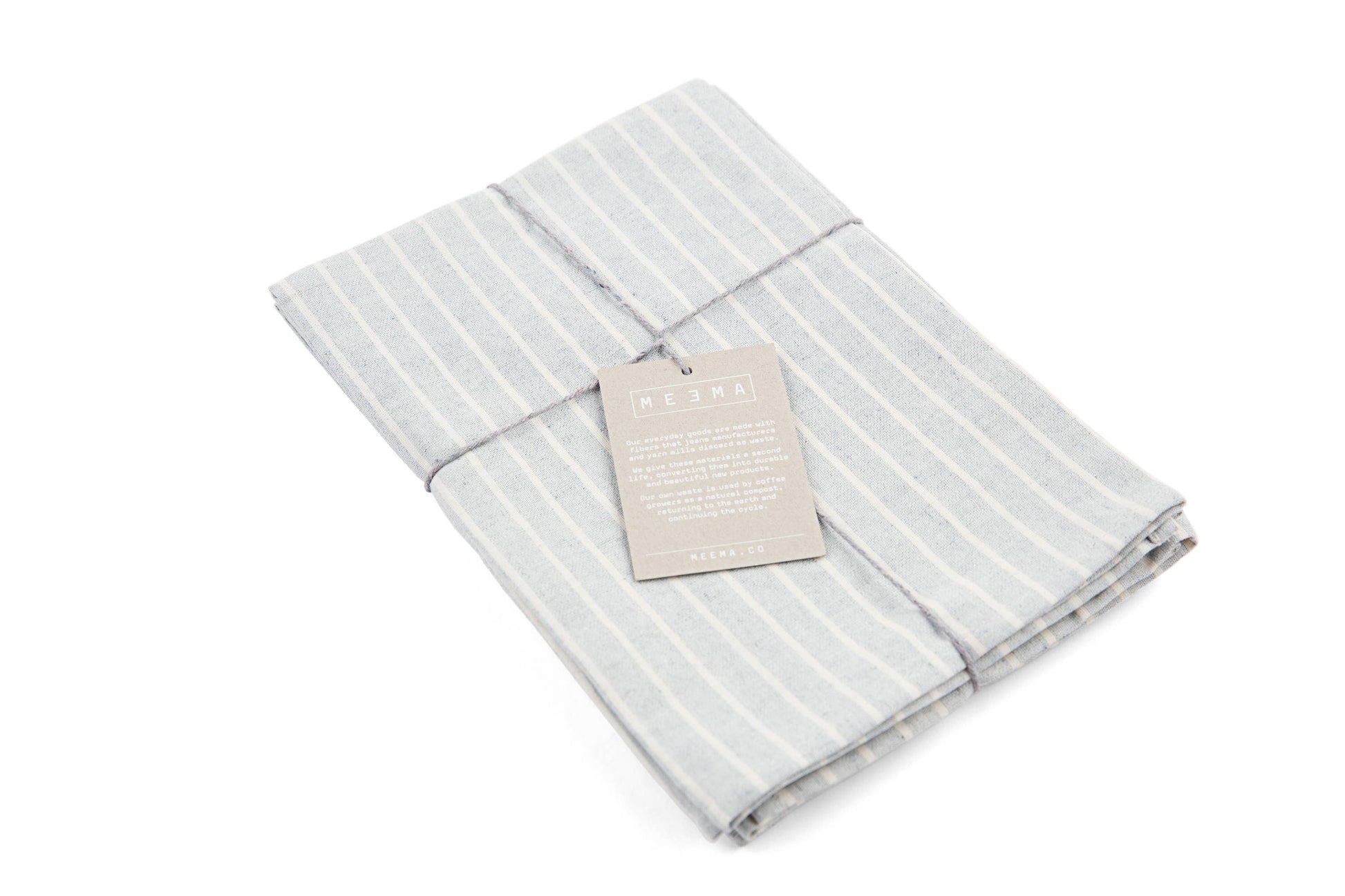 Cotton cloth napkin featuring a classic blue stripe pattern and soft texture.
