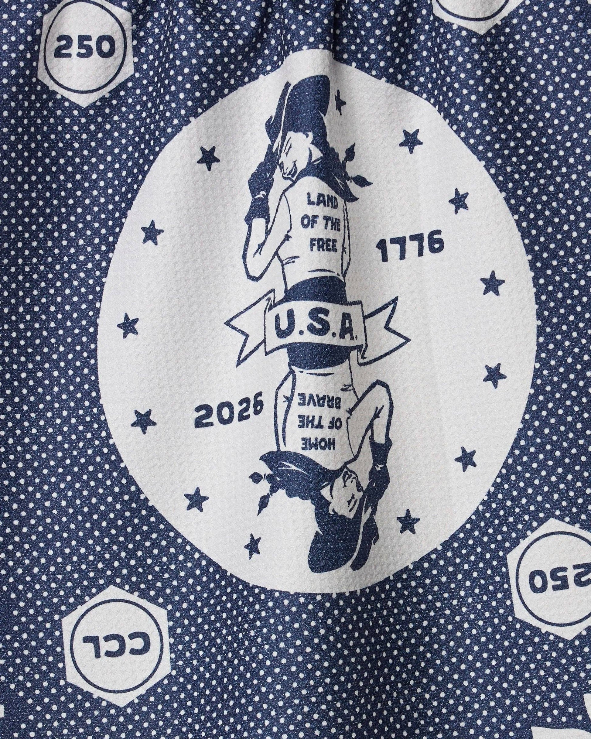 Close-up of the USA Cowgirl tea towel showing Geometry's tightly woven, quick-drying Geoweave fabric.