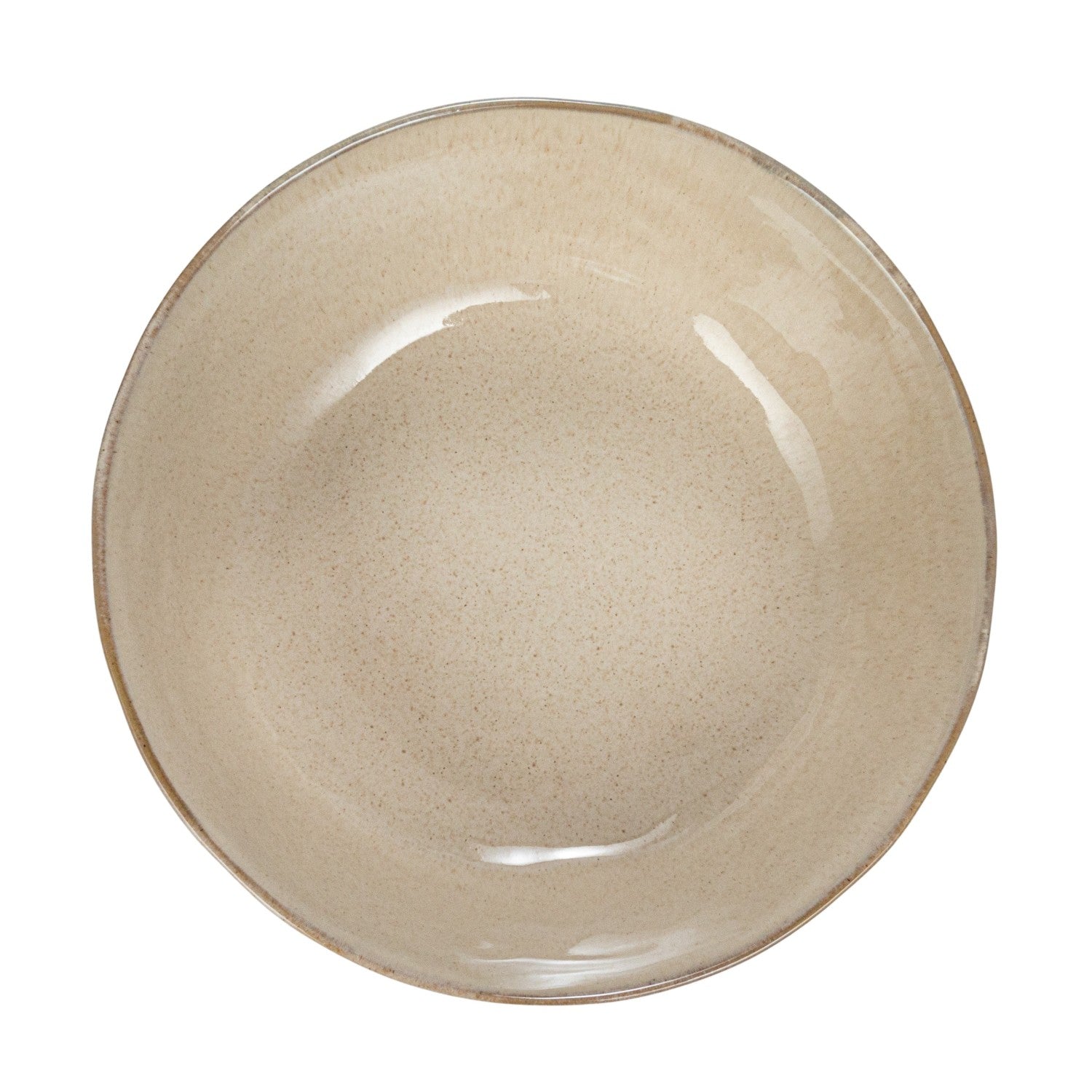 Close-up of the stoneware bowl showcasing the reactive glaze finish and subtle speckled texture.