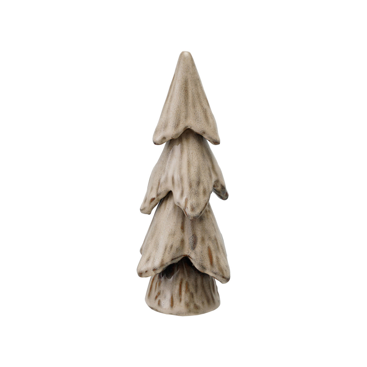 Large cream reactive glaze stoneware tree measuring 7.5 inches tall.