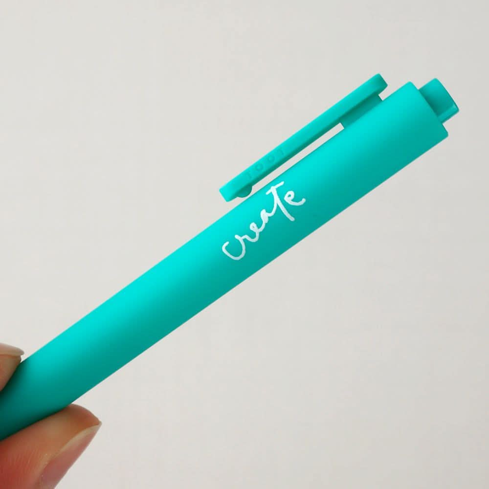 Create Jotter Pen by Emily Lex with teal matte finish and handwritten sentiment.