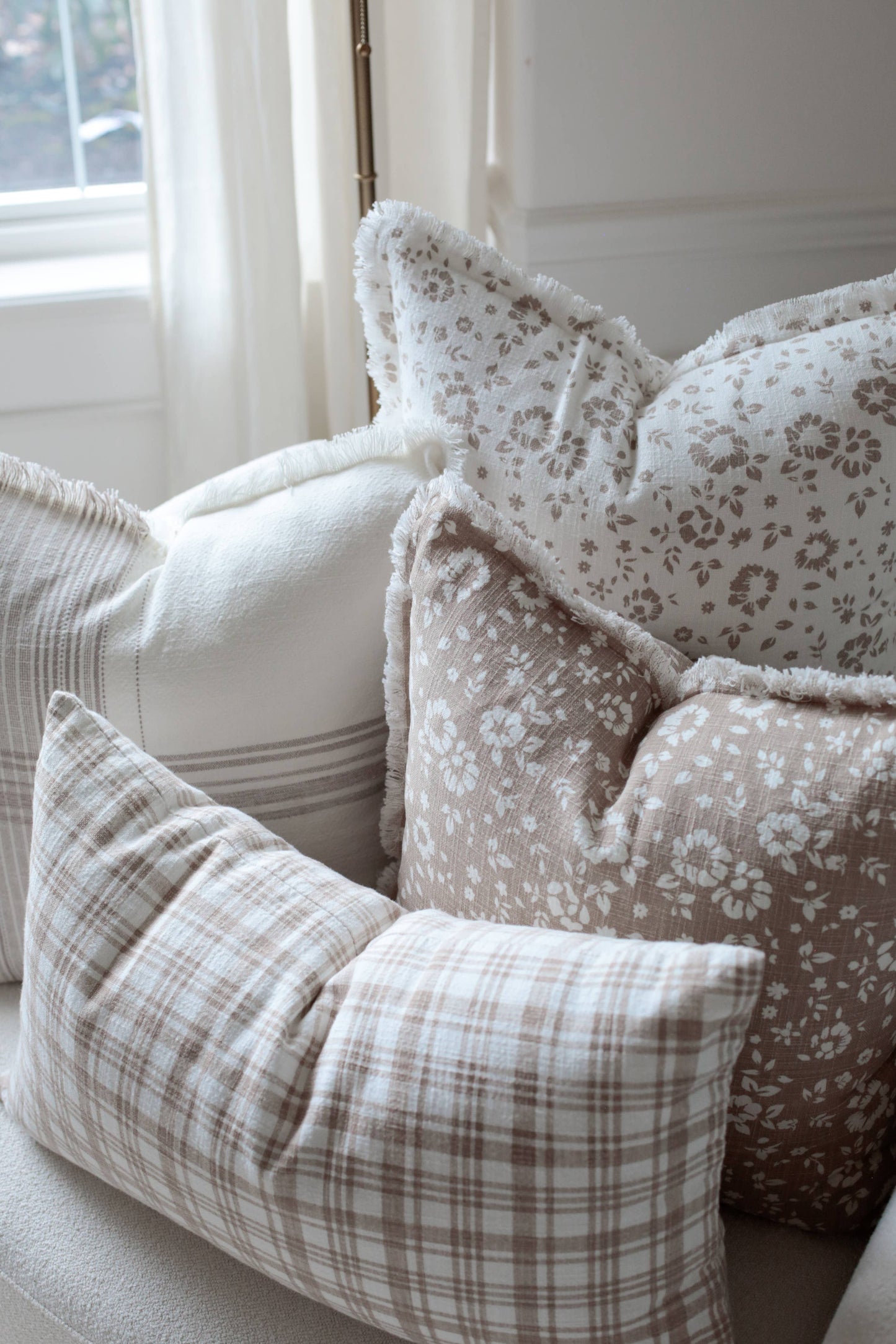 Fleur & Fray Brown Plaid Lumbar Pillow | 16" × 26"