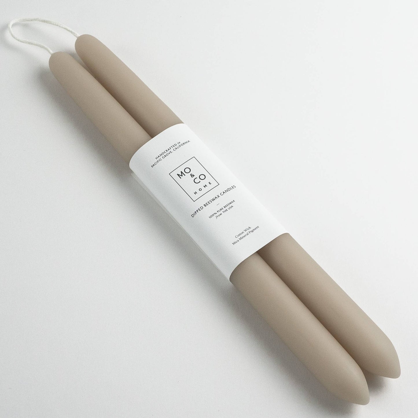 Clay | Dipped Beeswax Taper Candle Pair | All Natural: 10"
