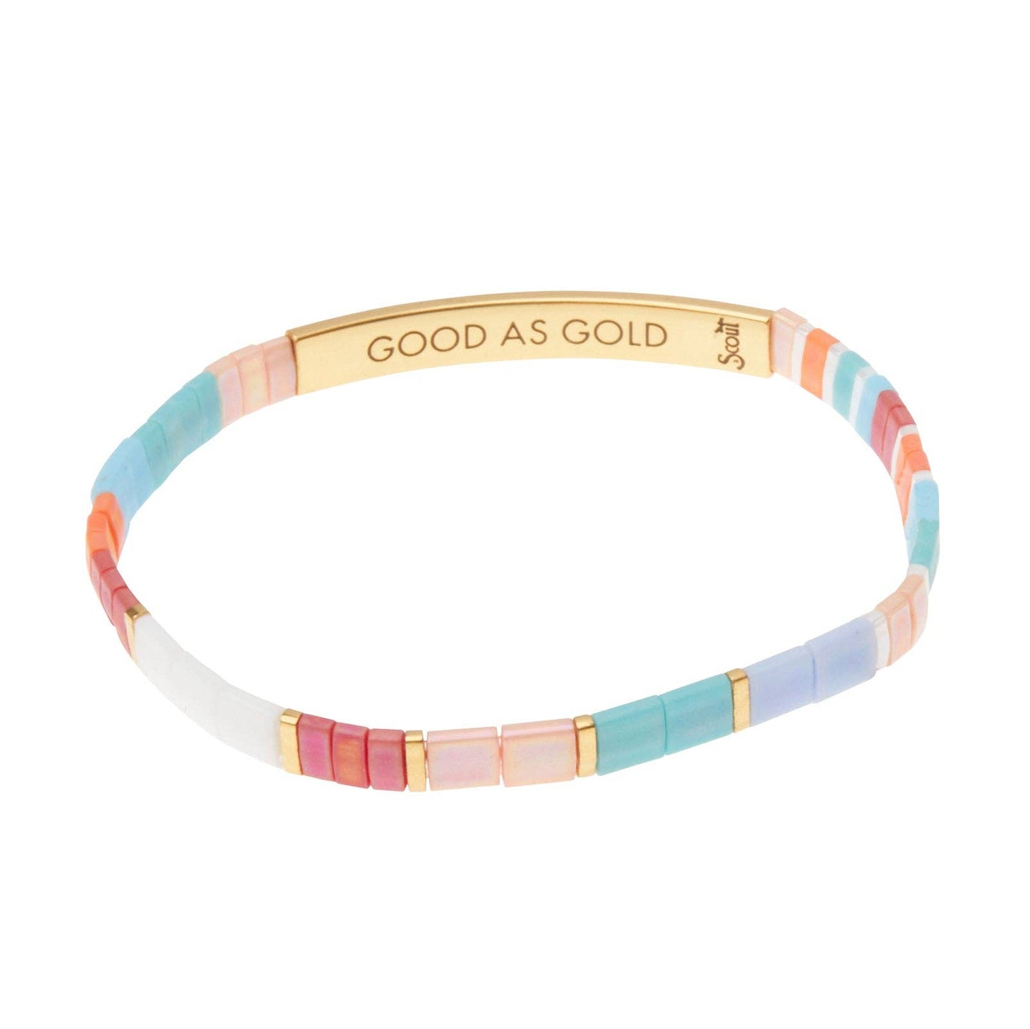 Good Karma Miyuki Bracelet - Aqua Multi/Gold