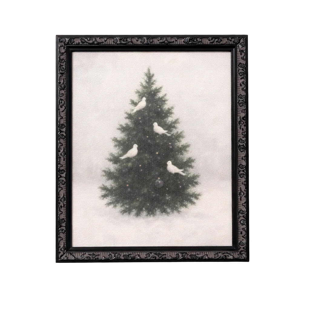 White Tree Doves Framed Art | 5" × 7"