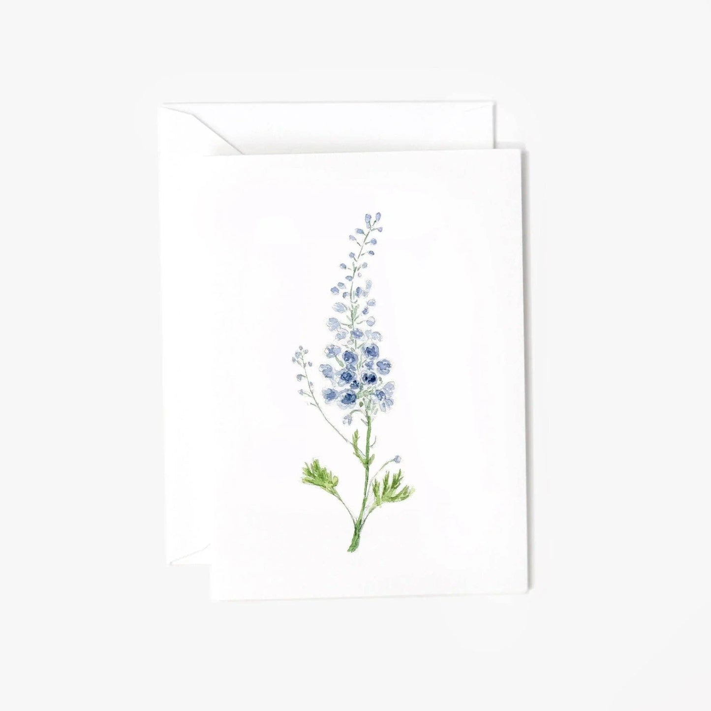 Delphinium Stem Mini Enclosure Card featuring original watercolor artwork by Emily Lex.