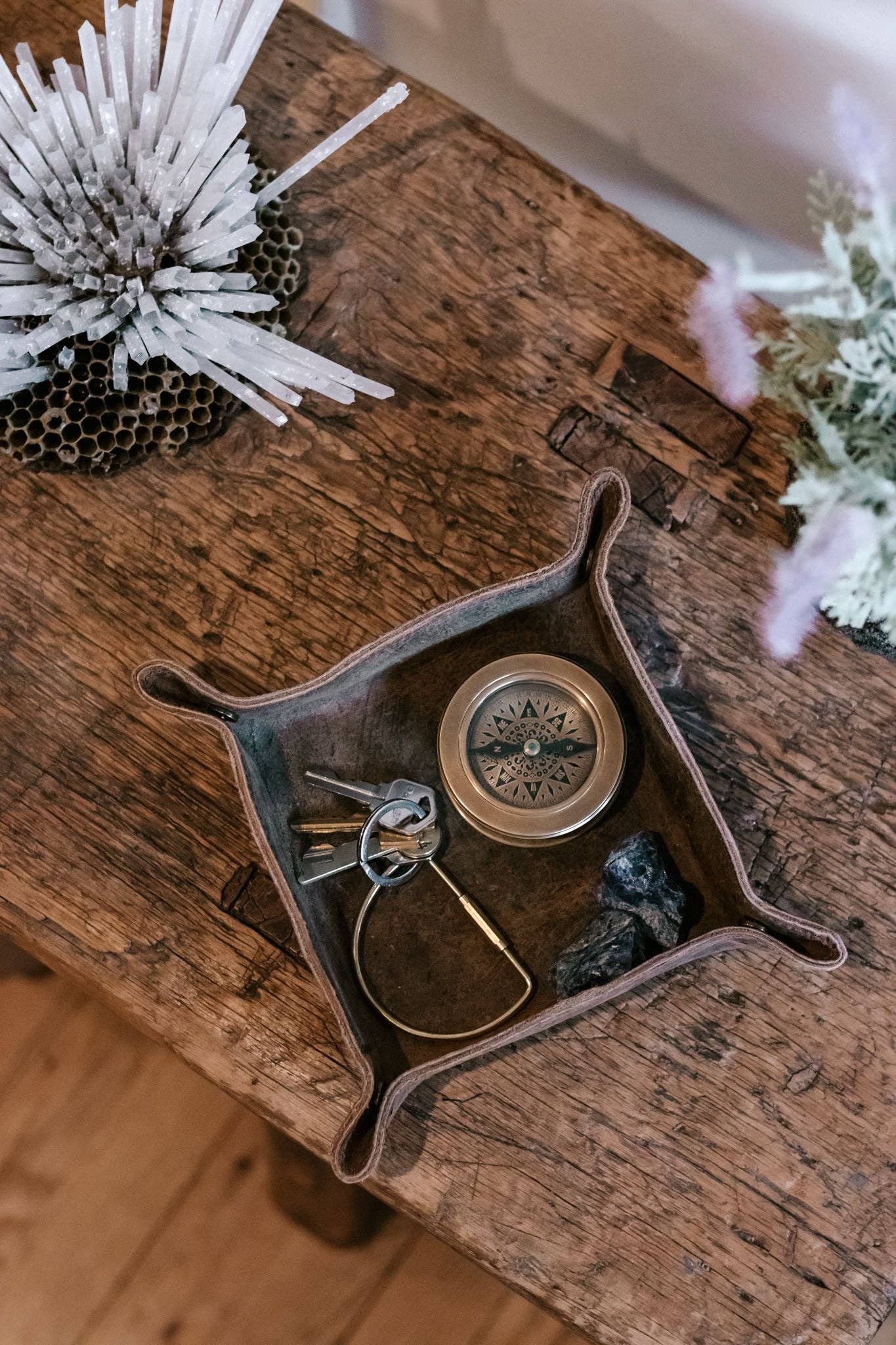 Distressed Brown Leather Catchall