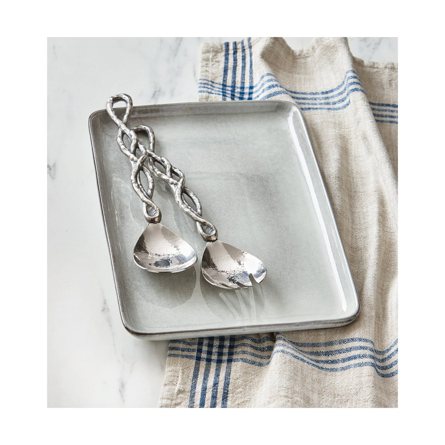 Light Gray Stoneware Rectangle Platter