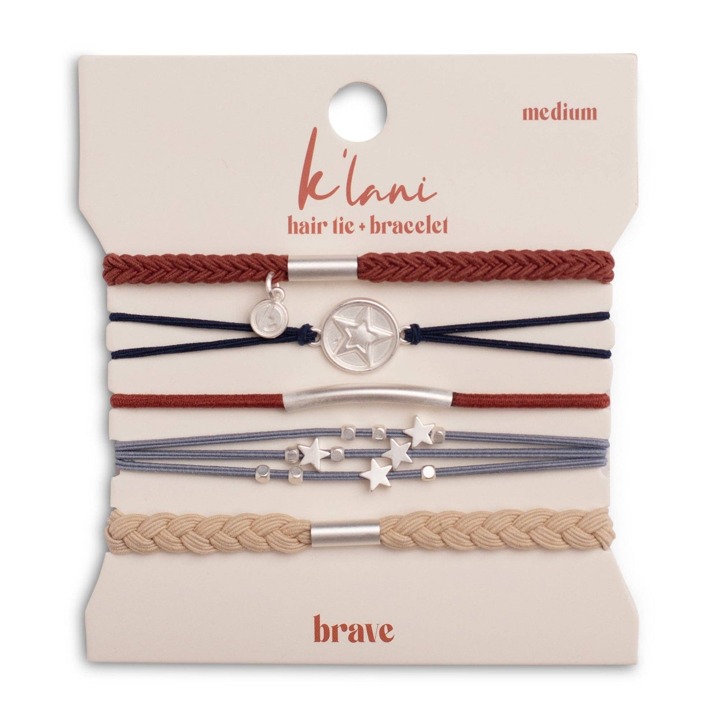 Brave Hair Tie Bracelet Set – Red, White & Blue | Medium