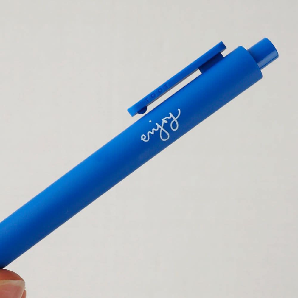 Enjoy Jotter Pen by Emily Lex with royal blue matte finish and handwritten sentiment.