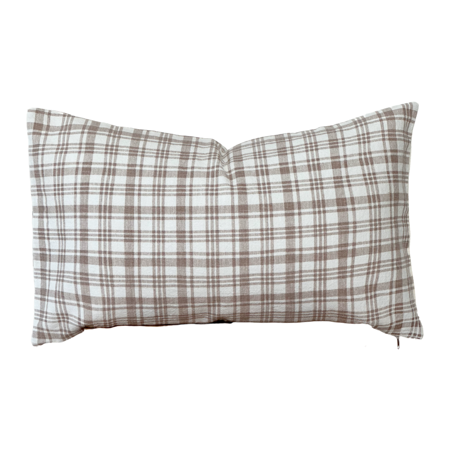 Fleur & Fray Brown Plaid Lumbar Pillow | 16" × 26"