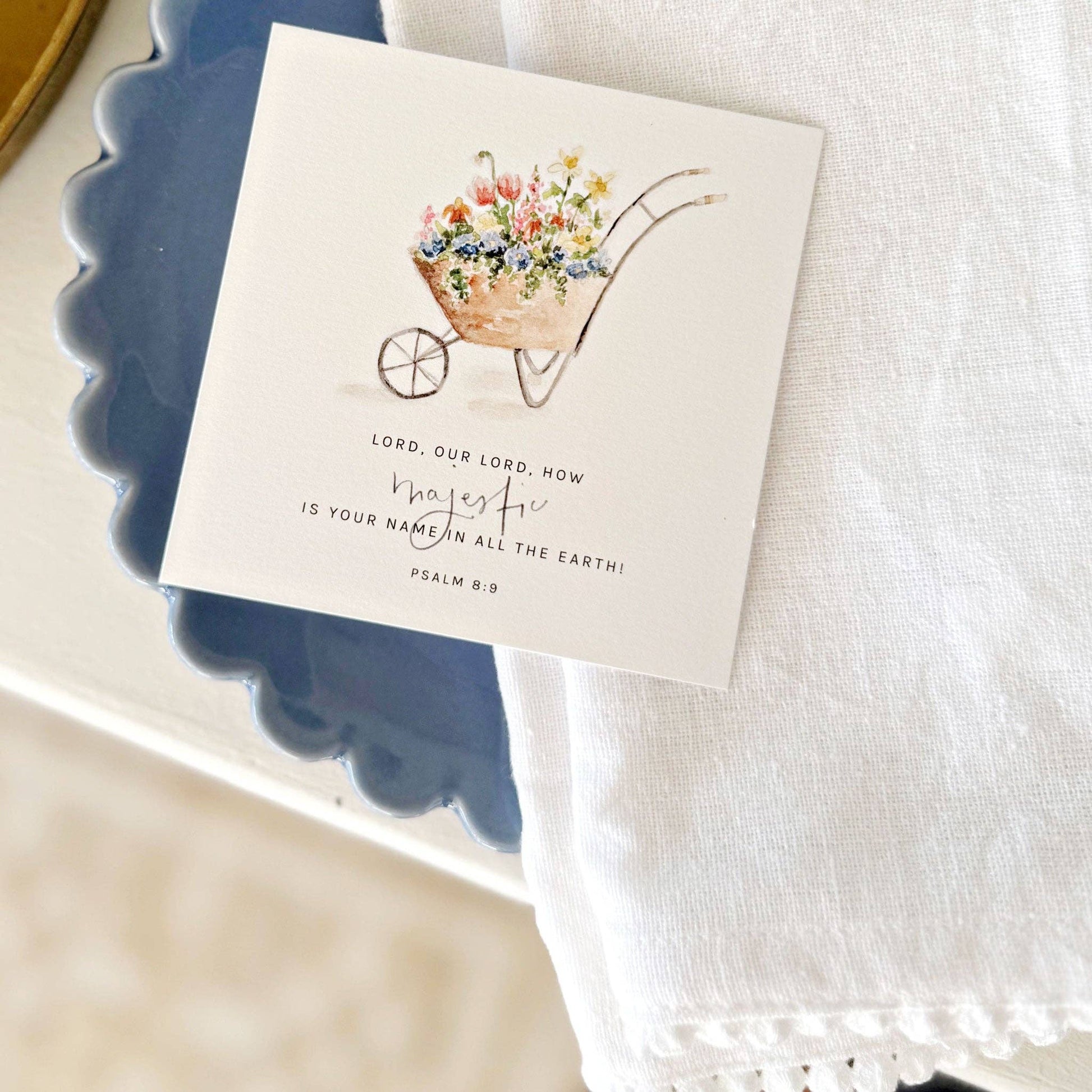 Truth for Today: Psalms Scripture Card Set by Emily Lex featuring 31 watercolor-illustrated Psalms printed on premium cotton eggshell textured paper.
