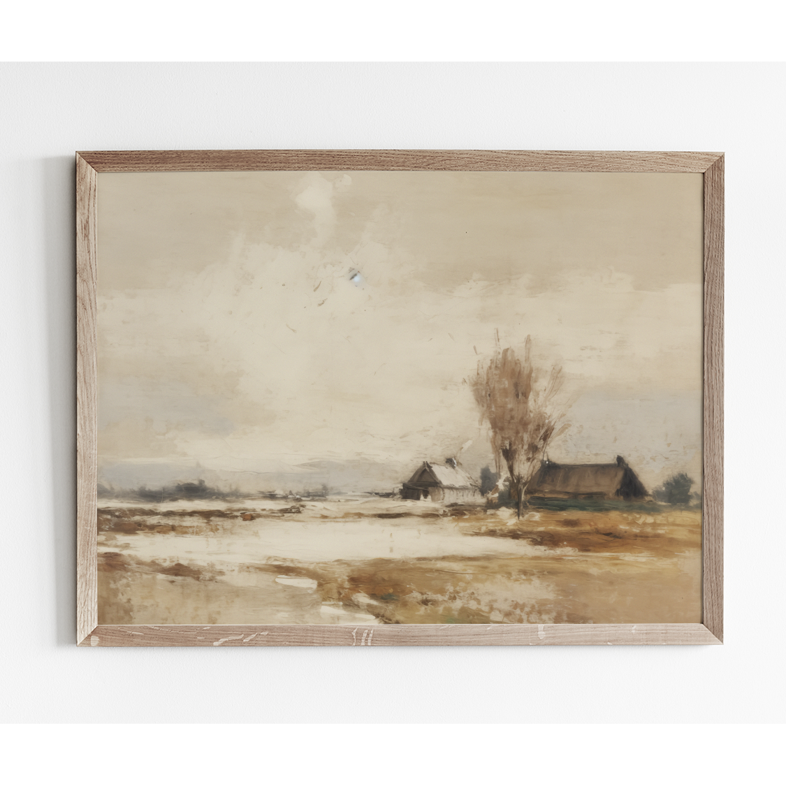 Fall Field House Art Print on an 8 by 10 inch cotton canvas panel featuring a charming countryside home surrounded by warm autumn fields.