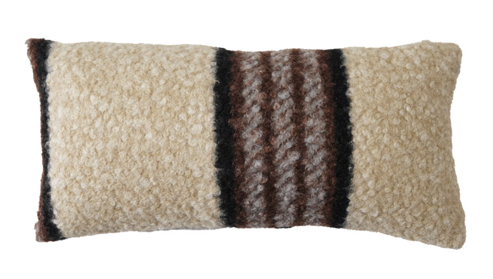 Faux Sherpa Striped Lumbar Pillow