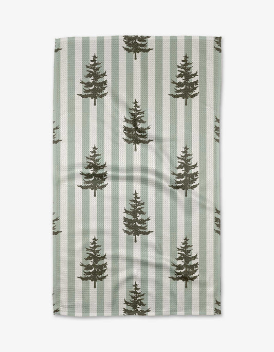 Fir Real Geometry holiday tea towel featuring a festive Christmas design on absorbent, quick-drying Geoweave fabric.