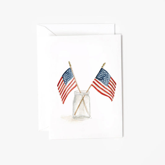 Flags mini enclosure card featuring original watercolor artwork by Emily Lex.