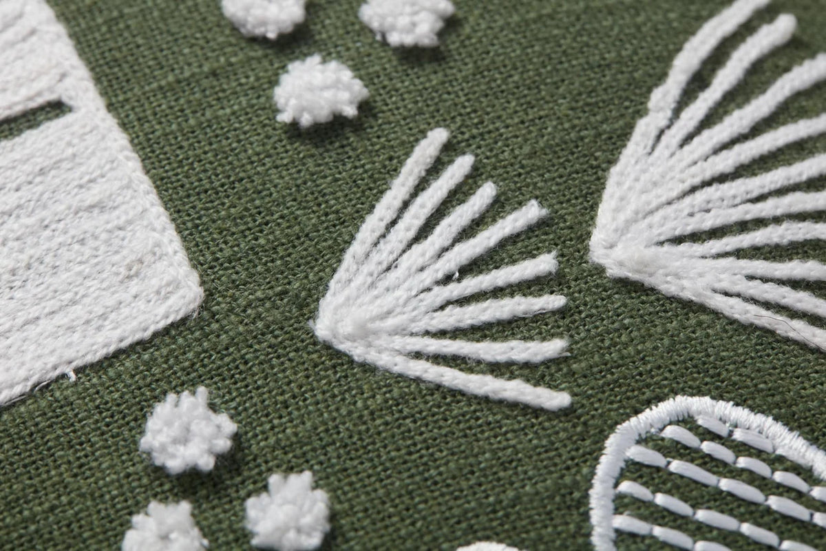 Close-up of the Forest pillow highlighting the woven texture, self-welt edge, and hidden zipper with antique bronze Loloi logo pull.