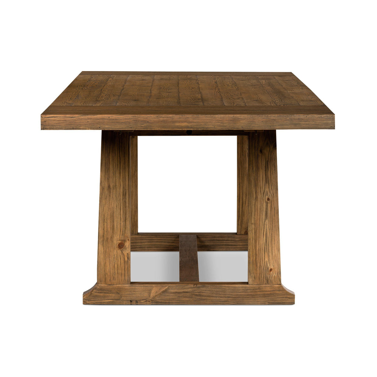Foundry Pine Extension Dining Table in warm waxed solid pine with a traditional trestle base.