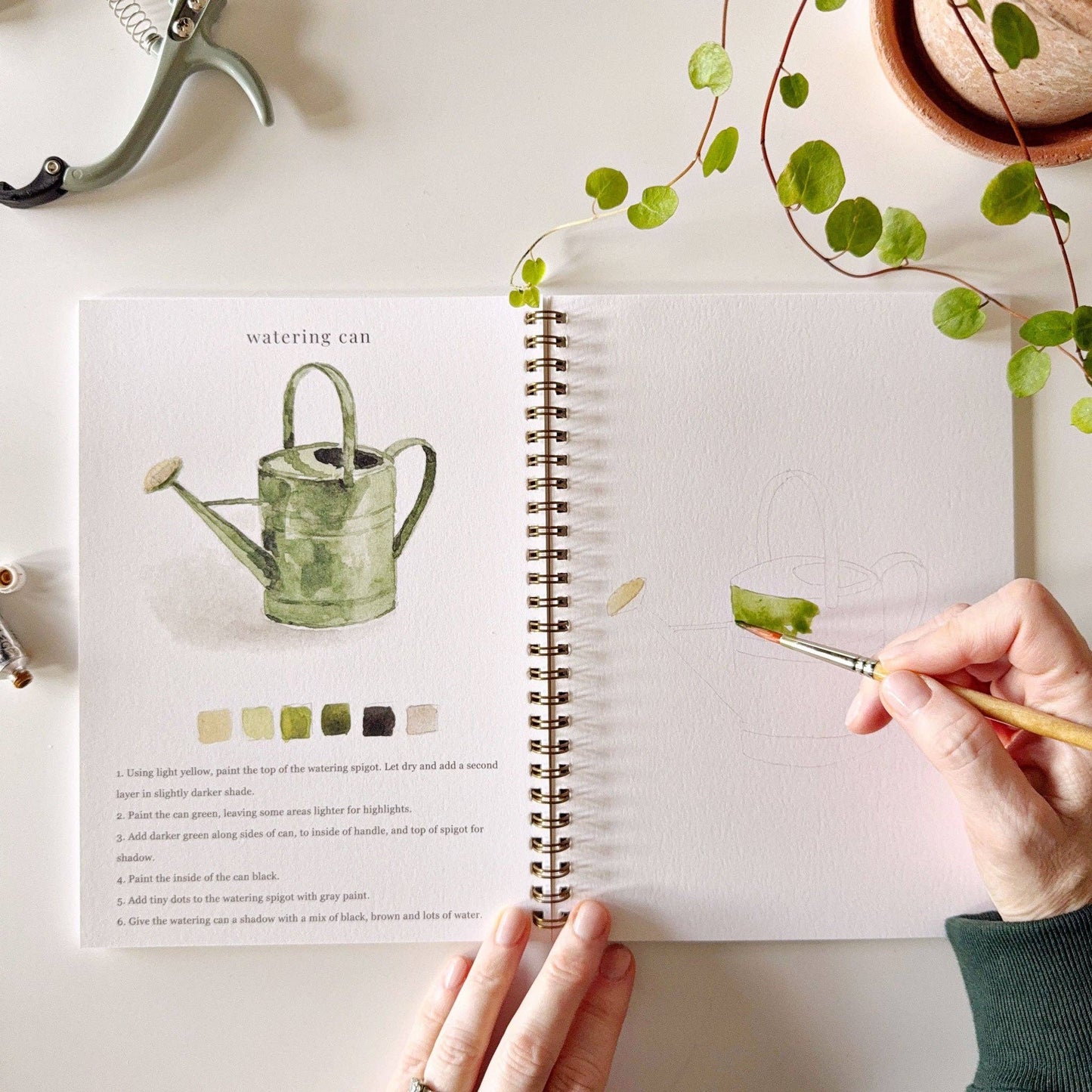 Garden Watercolor Workbook by Emily Lex featuring beginner-friendly botanical painting projects.